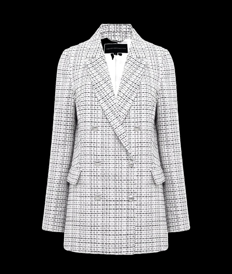 Women French Connection French Connection | Effie Boucle Blazer - Classic Cream-Blacko