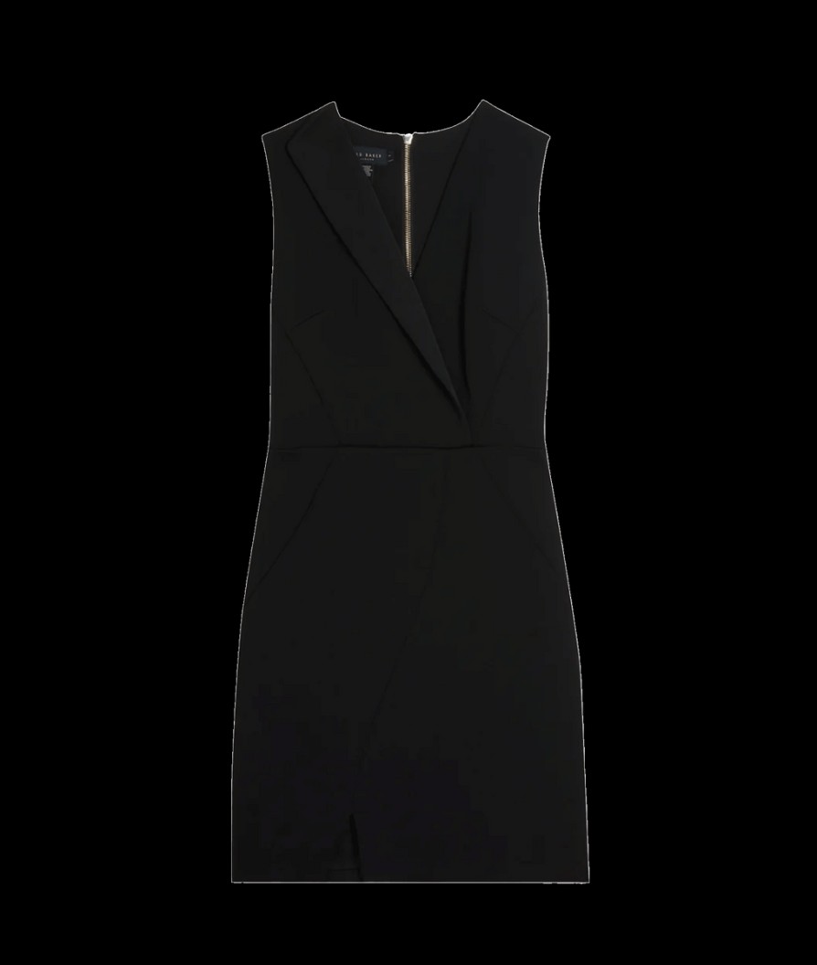 Women Ted Baker Dresses | Tillio Wrap Front Bodycon Dress - Black