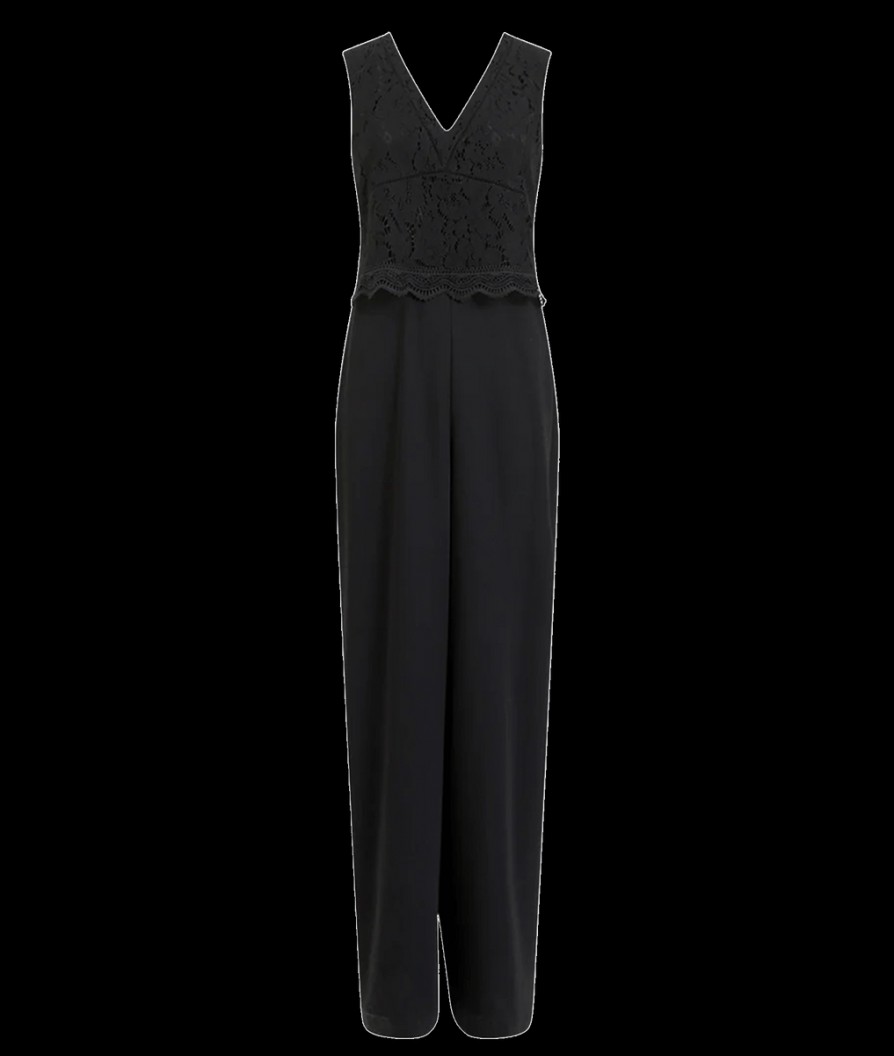 Women Great Plains Jumpsuits & Playsuits | Marylebone Lace V-Neck Jumpsuit - Black