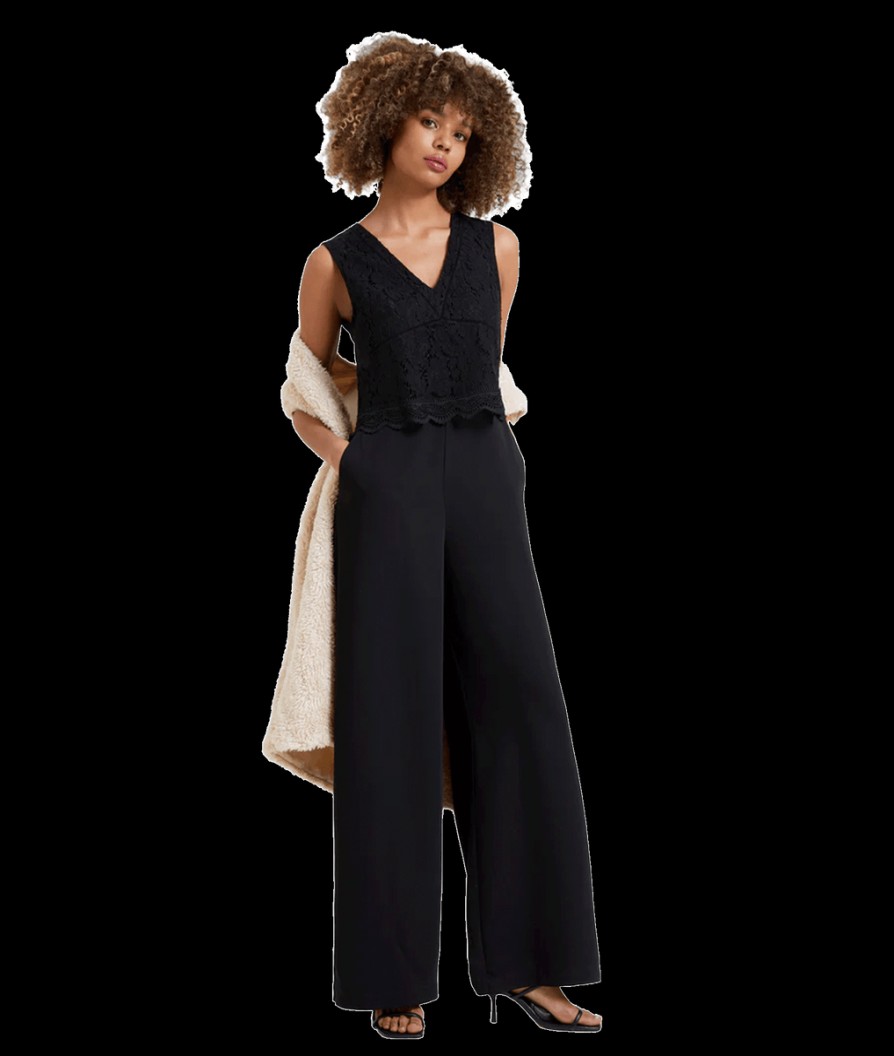 Women Great Plains Jumpsuits & Playsuits | Marylebone Lace V-Neck Jumpsuit - Black