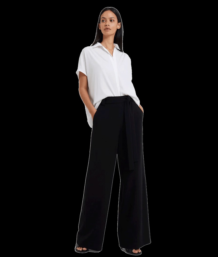 Women French Connection French Connection | Whisper Belted Palazzo Trousers - Black