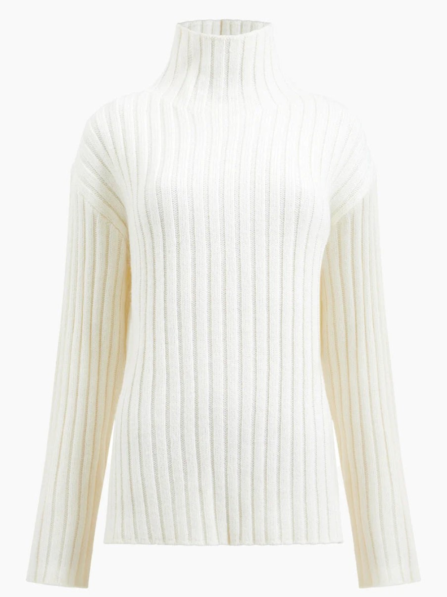 Women Great Plains Knitwear | Winter Knit Mock Neck Jumper - White