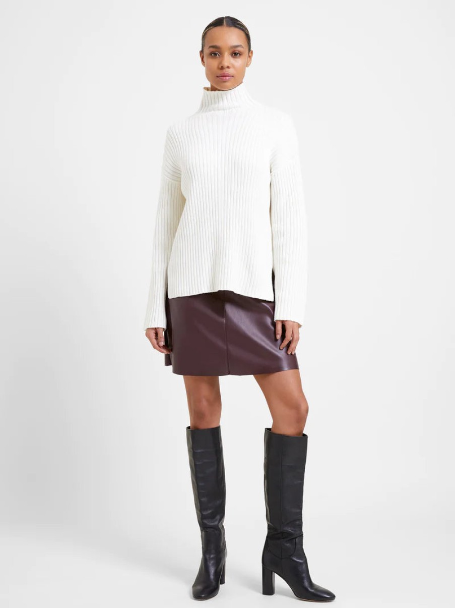 Women Great Plains Knitwear | Winter Knit Mock Neck Jumper - White