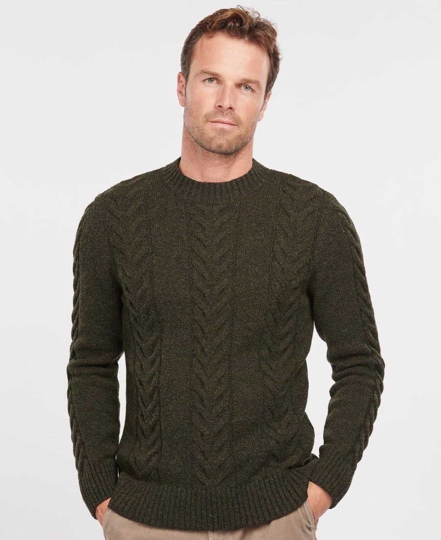 Men Barbour Barbour | Essential Cable Knit - Olive Marl