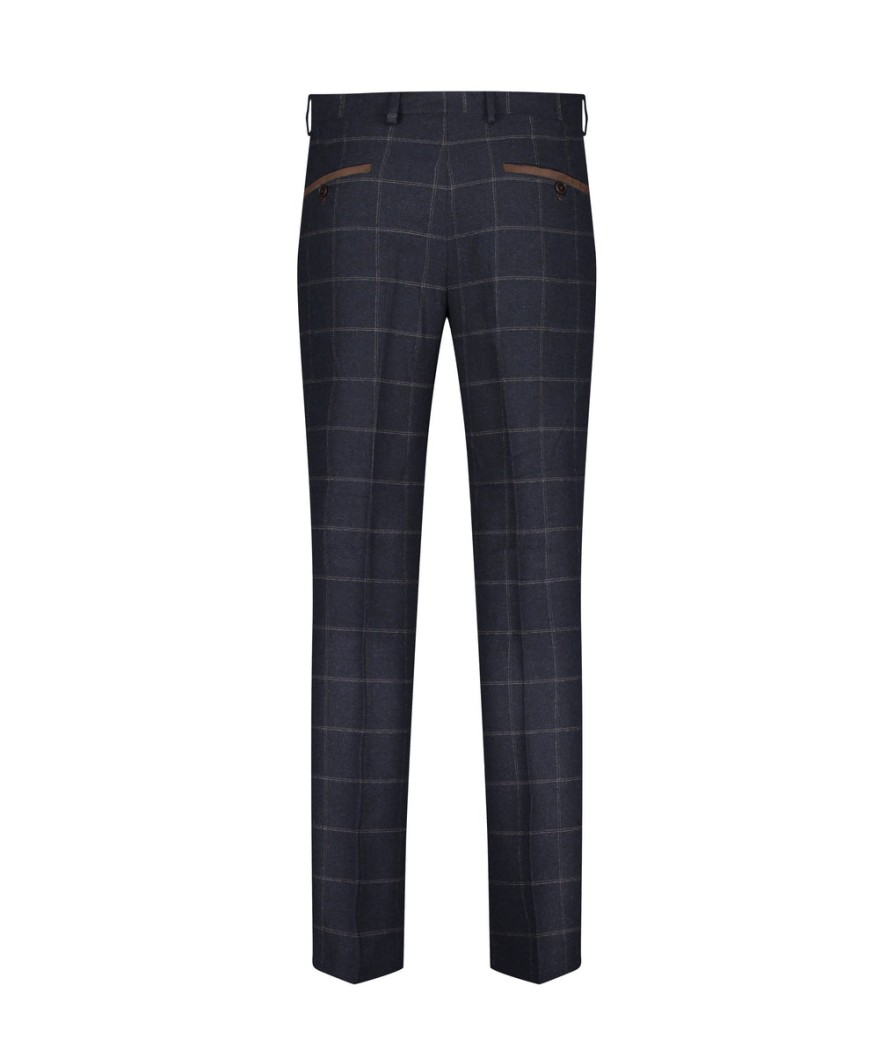 Men Fratelli Best Sellers | Windowpane Check Trousers - Navy