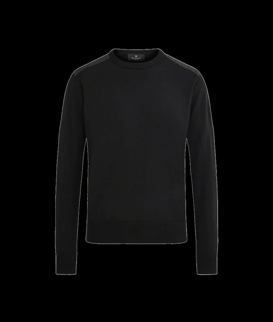 Men Belstaff Knitwear | Kerrigan Merino Wool Neck - Black