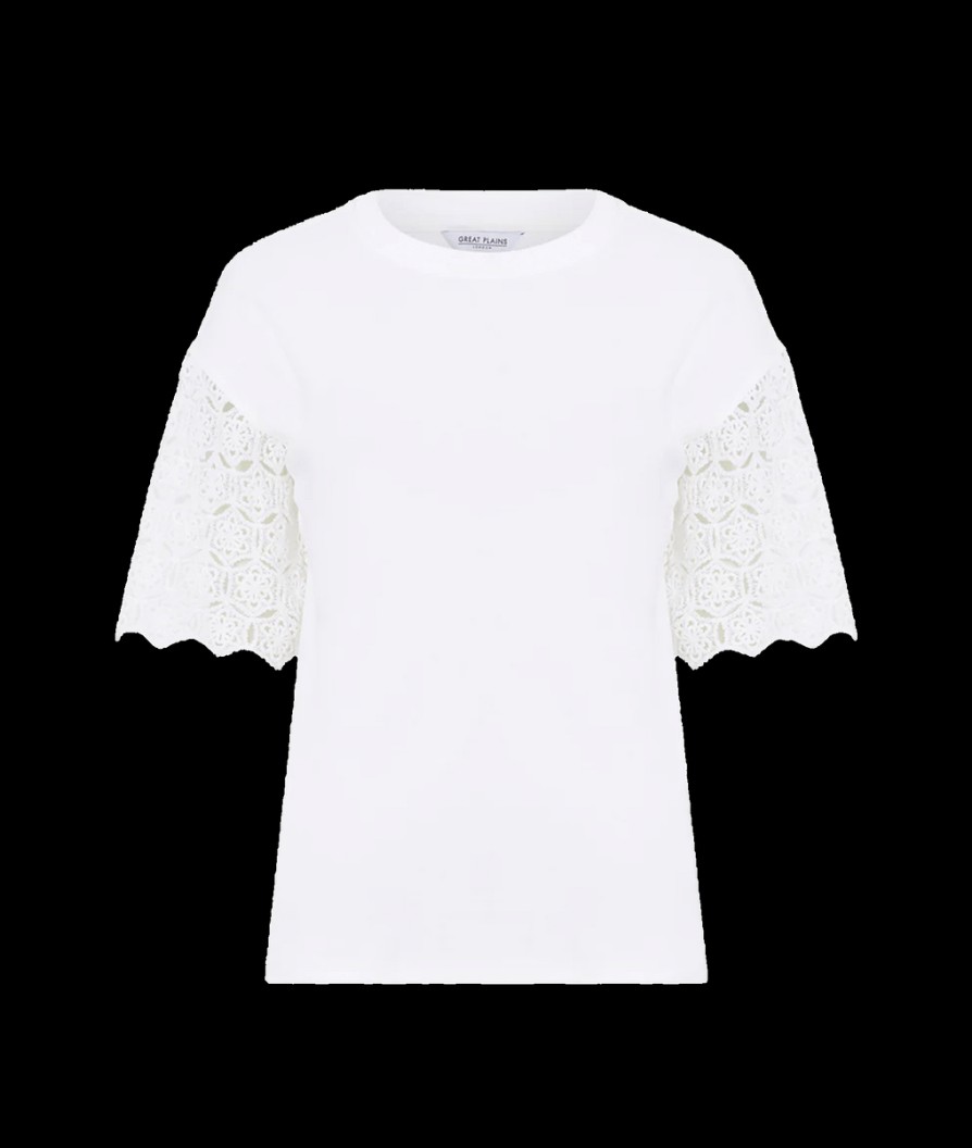 Women Great Plains Great Plains | Crochet Short Sleeve Tee - Milk