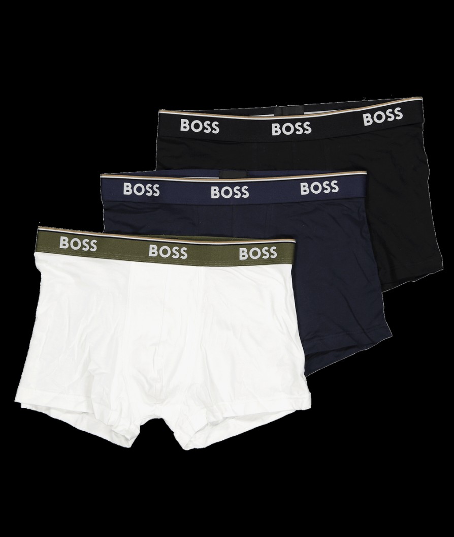 Men Boss Bodywear Underwear & Socks | Boss Three Pack Of Stretch Cotton Trunks With Logo Waistband - Multi