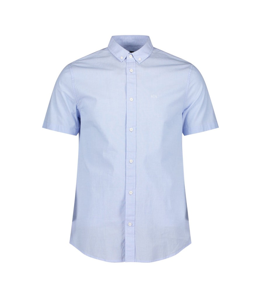 Men Armani Exchange Shirts | Slim Fit Short Sleeve Shirt - Blue