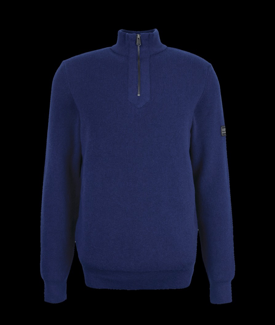 Men Barbour International Knitwear | Corser Half-Zip Knitted Jumper - Inky Blue