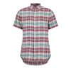 Men Gant Shirts | Regular Fit Madras Short Sleeve Linen Shirt - Pink