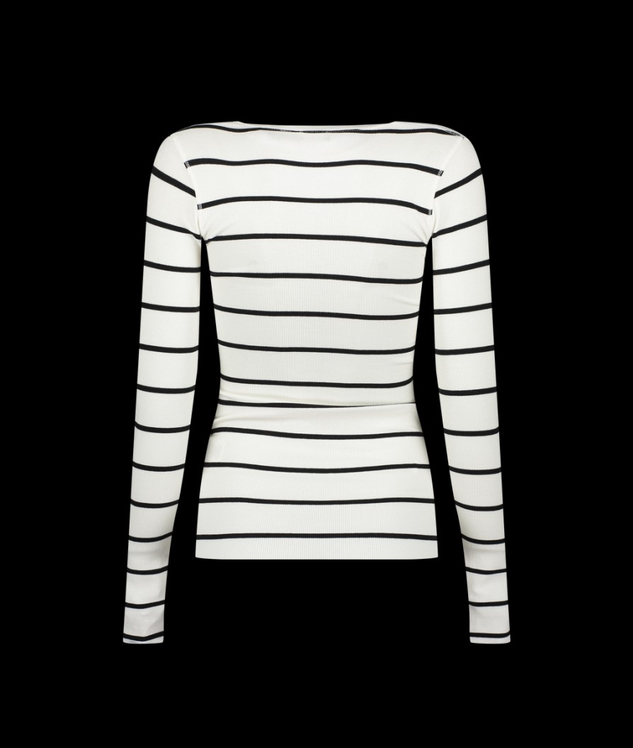 Women Polo Ralph Lauren Polo Ralph Lauren | Striped Long-Sleeve Sweatshirt - White/Polo Black