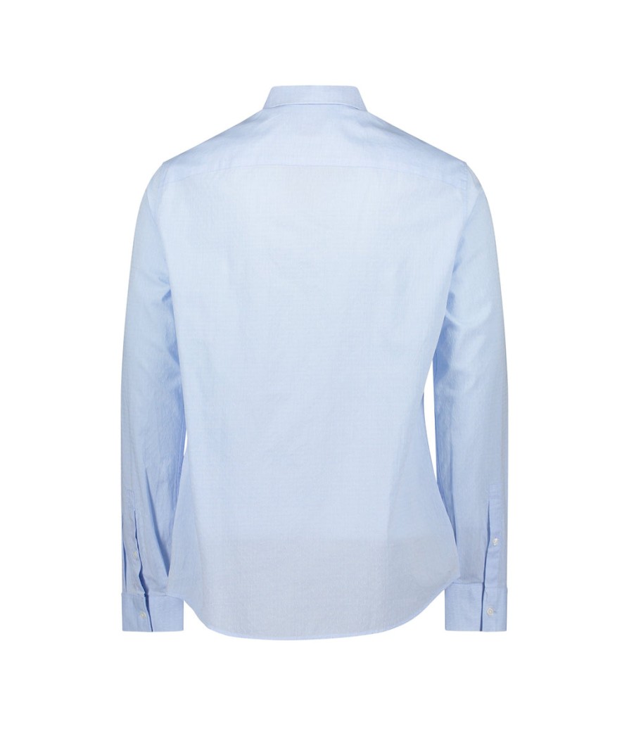 Men Armani Exchange Shirts | Long Sleeve Textured Shirt - Blue