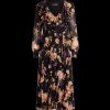 Women Lauren by Ralph Lauren Lauren By Ralph Lauren | Floral Ruffle-Trim Georgette Dress - Black/Tan/Multi