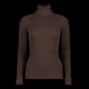 Women Lauren by Ralph Lauren Lauren By Ralph Lauren | Faux Leather Trim Rib Knit Roll Neck - Circuit Brown