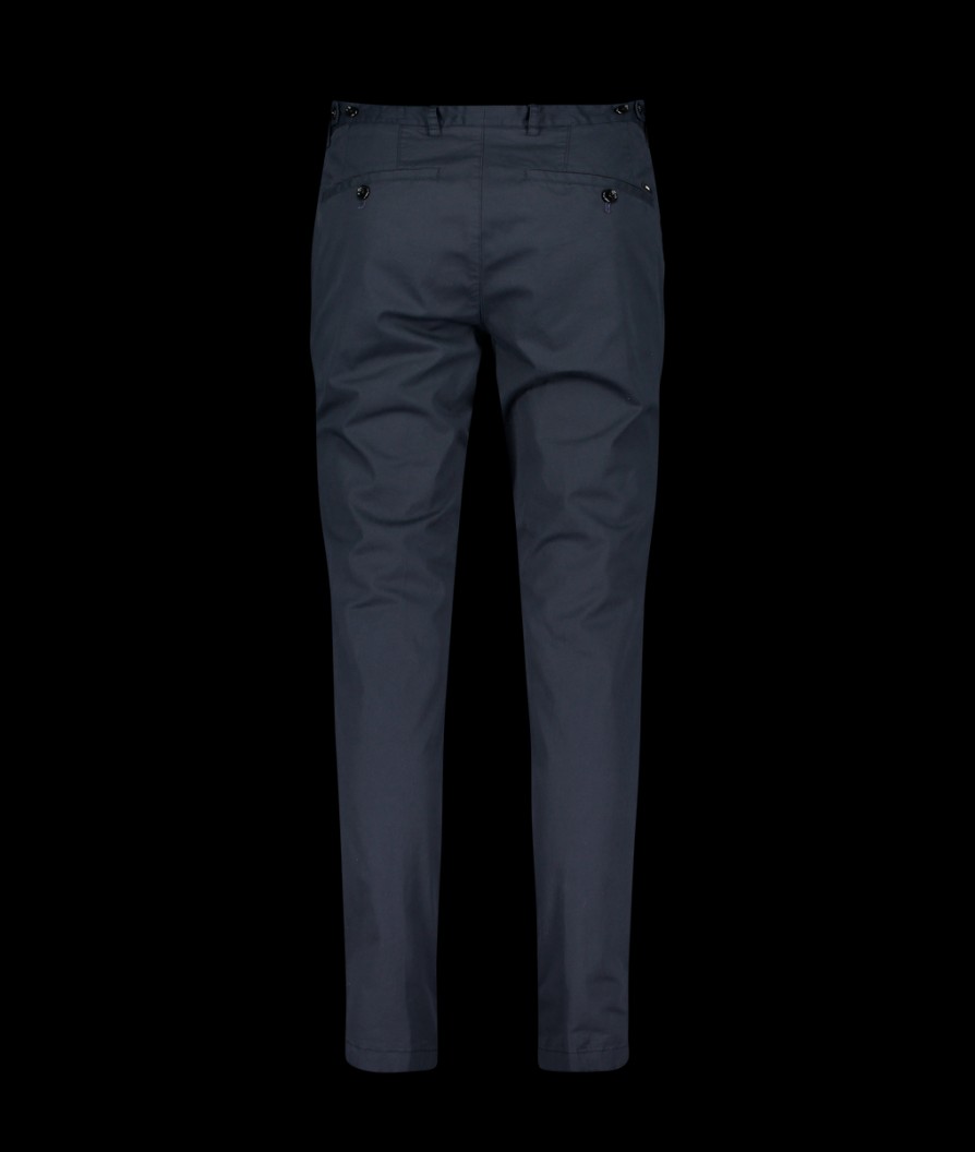 Men Boss Black Suits | Slim-Fit Trousers In Stretch Cotton With Signature Stripe - Dark Blue