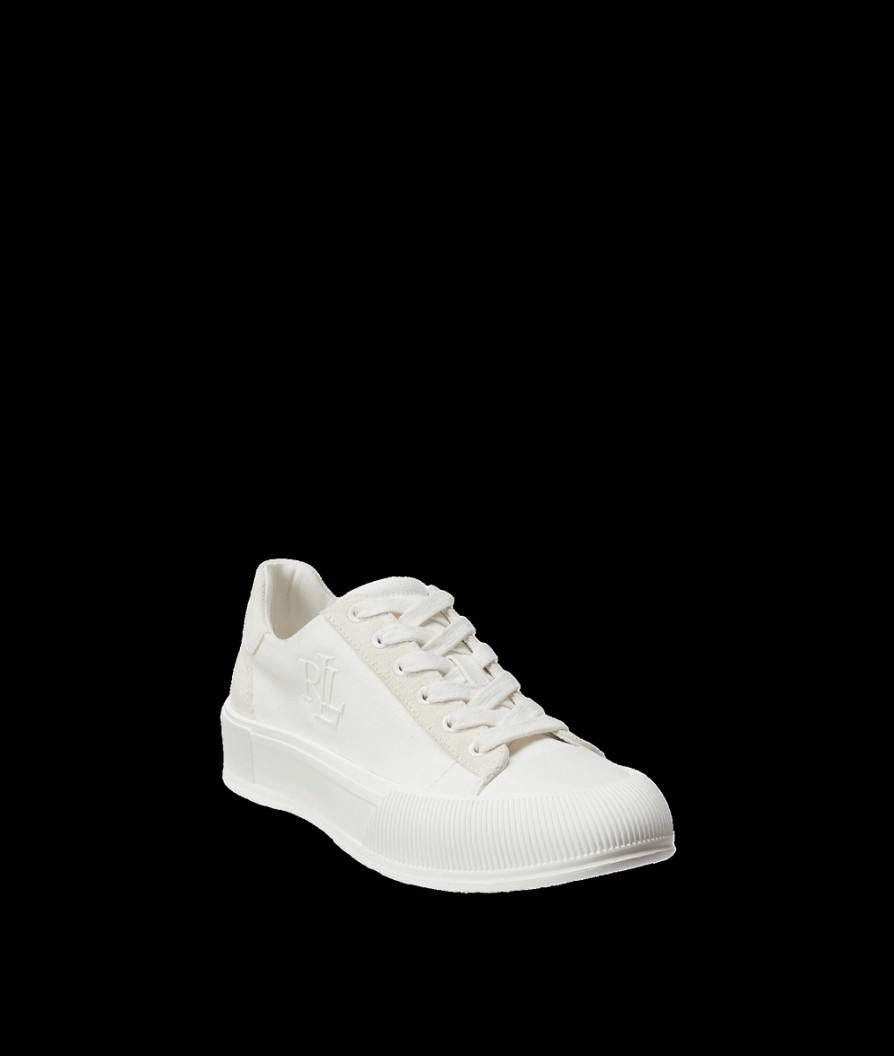 Women Lauren By RL Trainers | Daisie Canvas & Suede Trainer - White