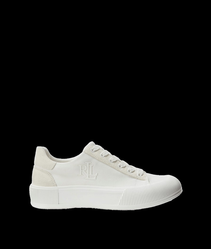 Women Lauren By RL Trainers | Daisie Canvas & Suede Trainer - White