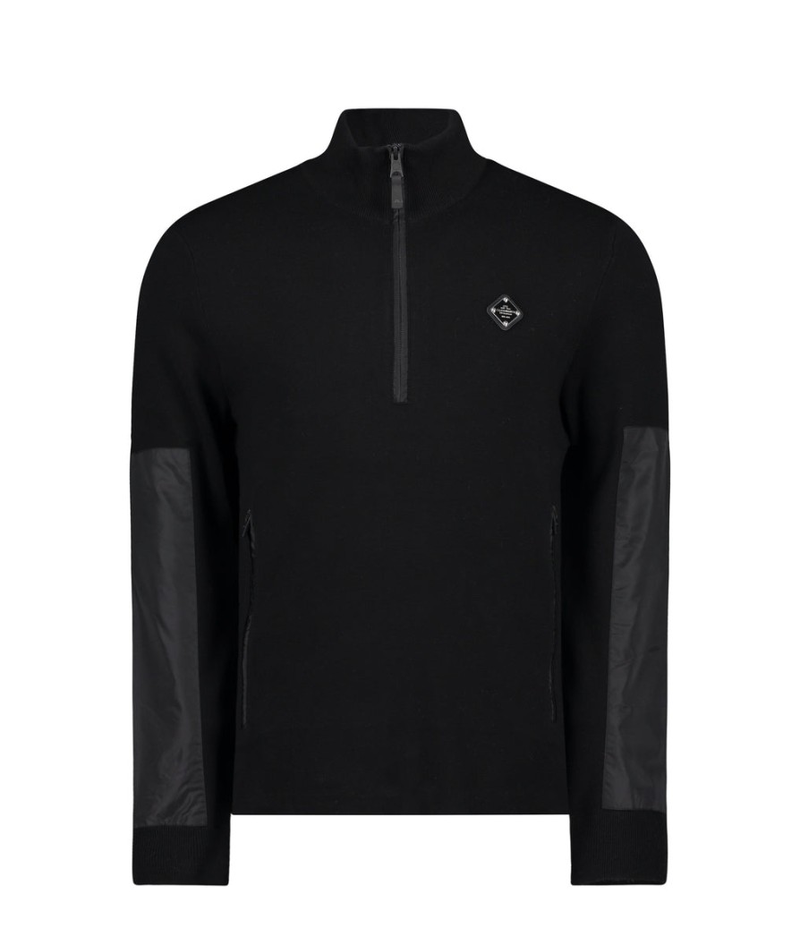 Men J Lindeberg Hoodies & Sweatshirts | Bowen Half-Zip Sweater - Black