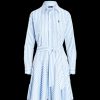 Women Polo Ralph Lauren Polo Ralph Lauren | Striped Cotton Panelled Shirtdress - Blue