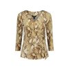 Women Lauren by Ralph Lauren Lauren By Ralph Lauren | Snake Skin Print V-Neck Stretch Jersey Top - Multi