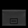 Men Hugo Wallets | Patch Logo Leather Flap Card Holder - Black