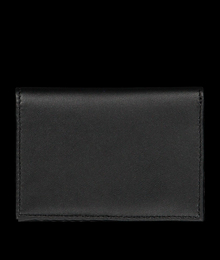 Men Hugo Wallets | Patch Logo Leather Flap Card Holder - Black