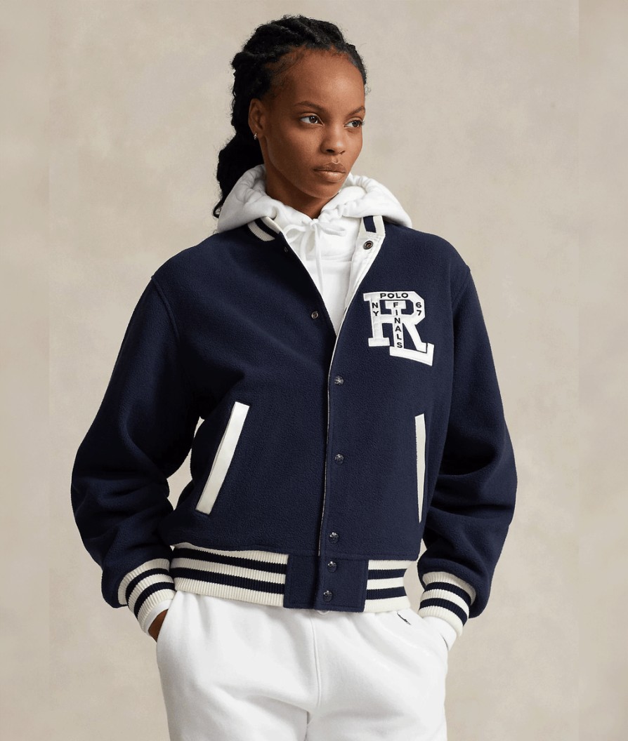 Women Polo Ralph Lauren Polo Ralph Lauren | Rl-Logo Reversible Bomber Jacket - Blue