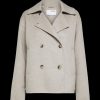 Women Selected Femme Jackets & Coats | Short Double-Breasted Wool Coat - Sandshell