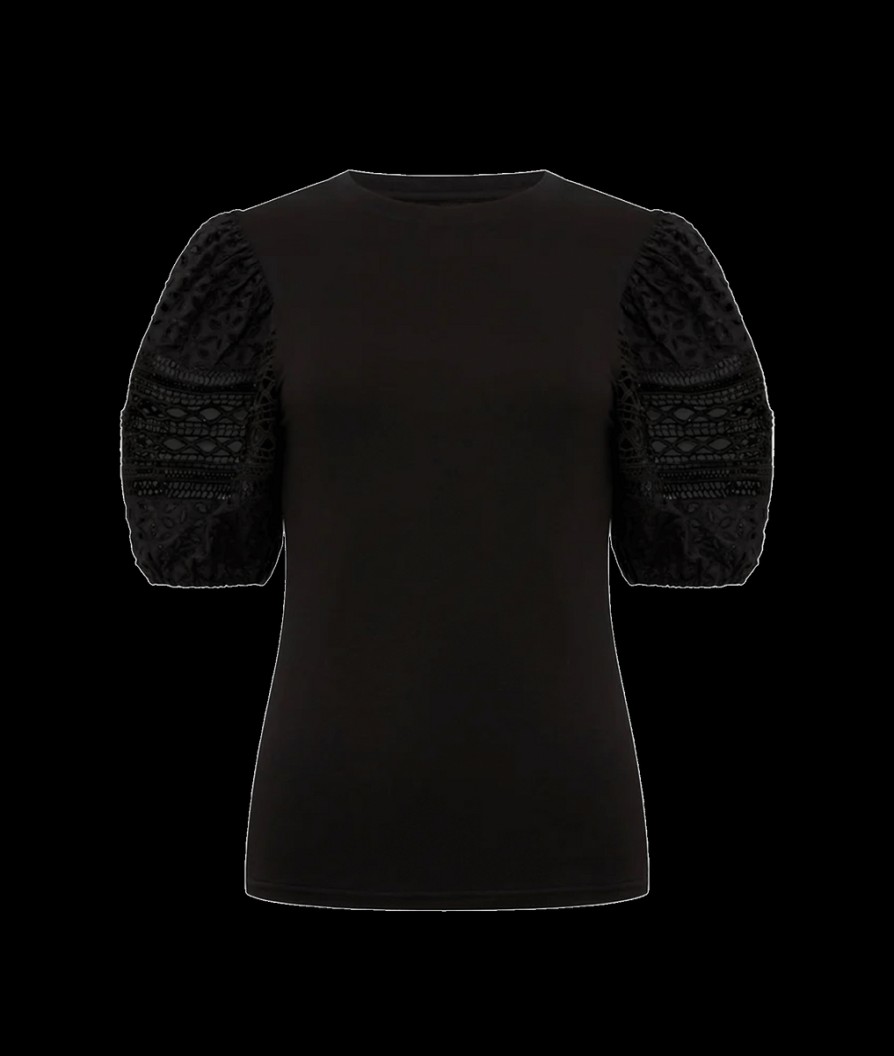 Women French Connection French Connection | Rosana Agnes Broderie T-Shirt - Blackout