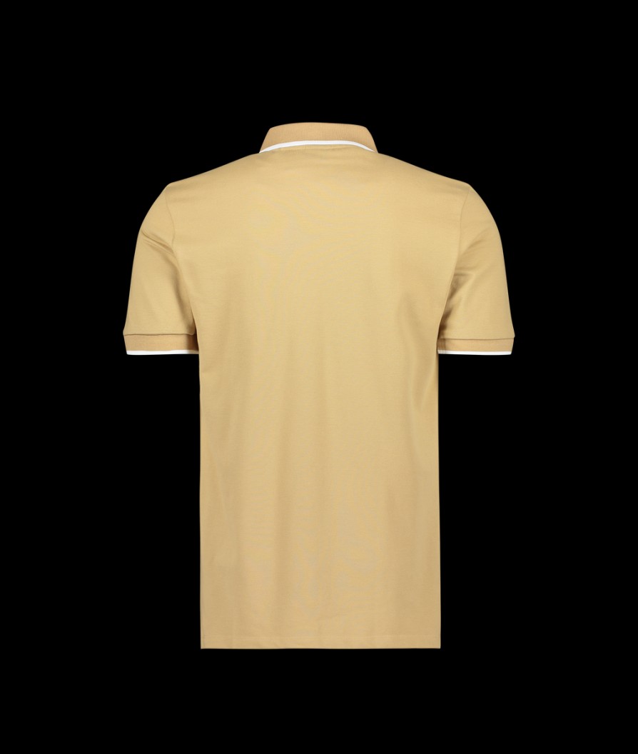 Men Boss Black Polo Shirts | Logo-Embossed Cotton Polo Shirt - Beige