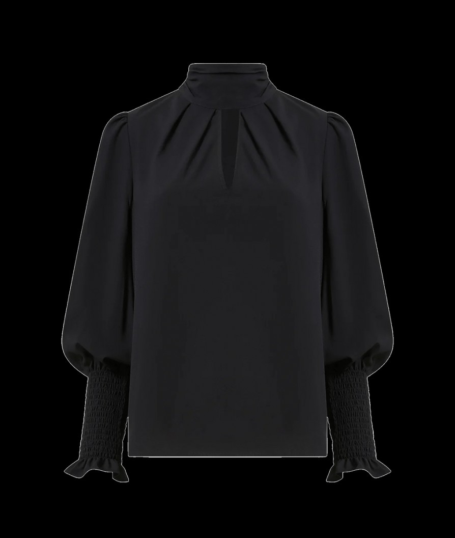 Women French Connection Tops | Crepe Light Keyhole Top - Blackout