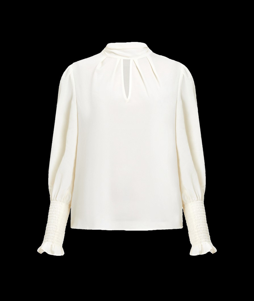 Women French Connection Tops | Crepe Light Keyhole Top - Classic Cream