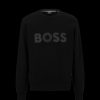 Men Boss Black Hoodies & Sweatshirts | Soleri 01 Logo-Patch Cotton Sweatshirt - Black