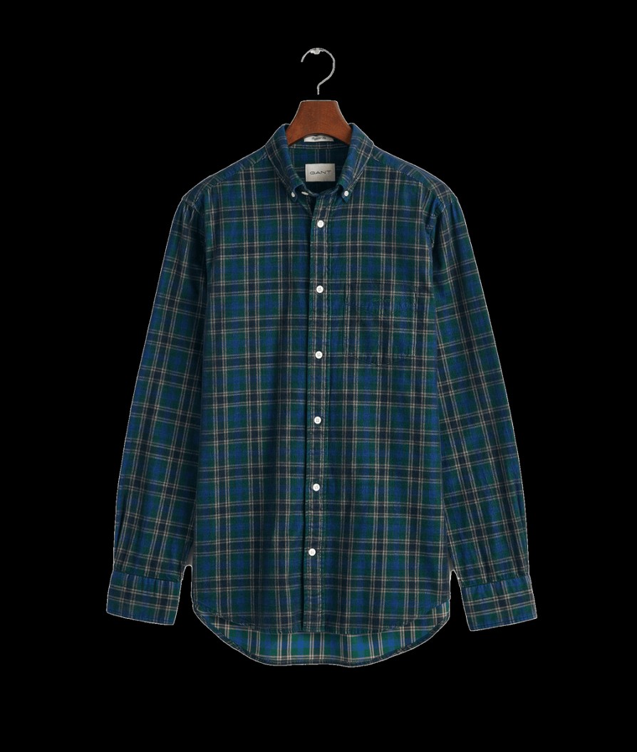 Men Gant Shirts | Regular Fit Checked Corduroy Shirt - Forest Green