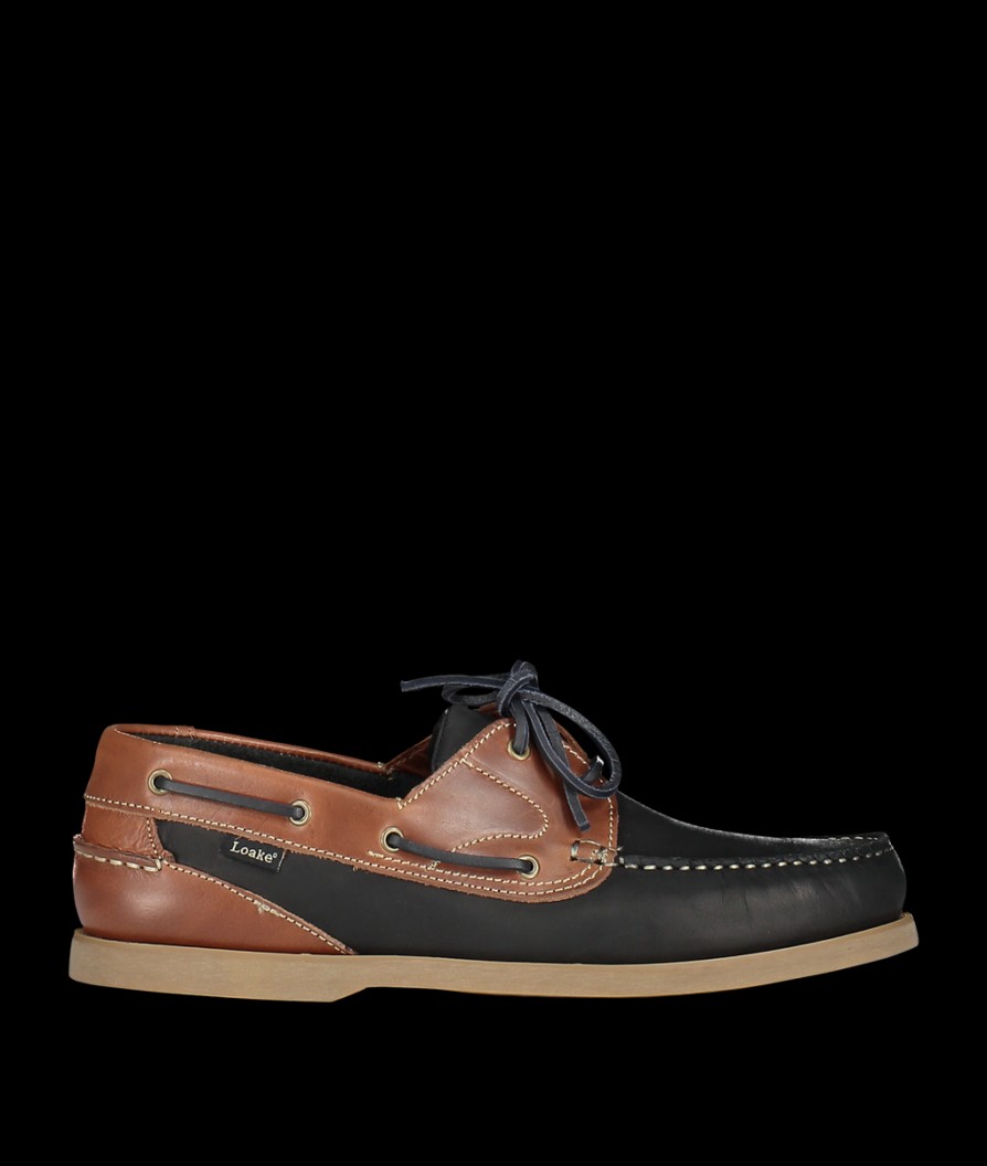 Men Loake Casual Shoes | Lymington Boat Shoe - Navy/Brown