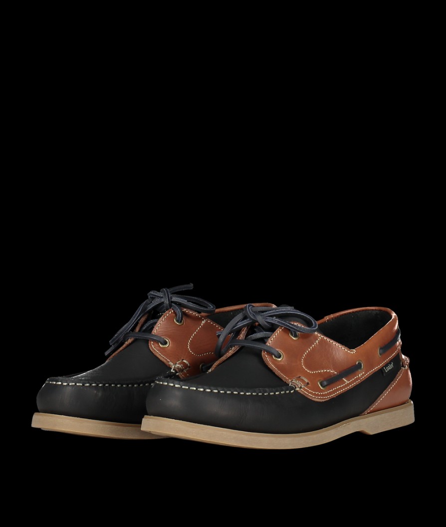 Men Loake Casual Shoes | Lymington Boat Shoe - Navy/Brown