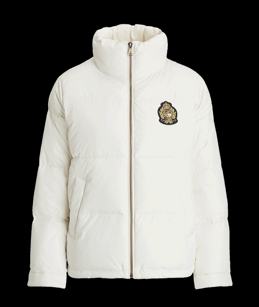 Women Lauren by Ralph Lauren Lauren By Ralph Lauren | Crest-Patch Funnelneck Down Coat - Cream