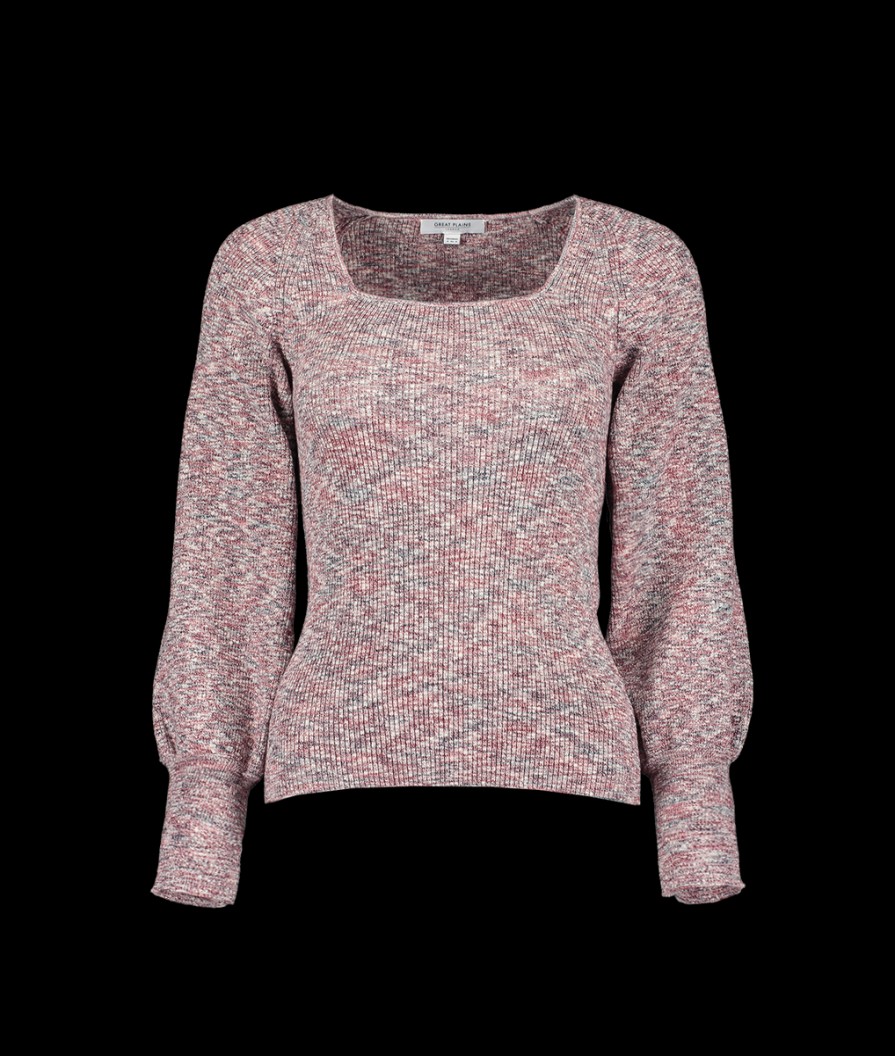 Women Great Plains Knitwear | Autumn Marl Knit Square Neck Jumper - Wine Marl