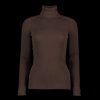 Women Lauren by Ralph Lauren Knitwear | Faux Leather Trim Rib Knit Roll Neck - Circuit Brown