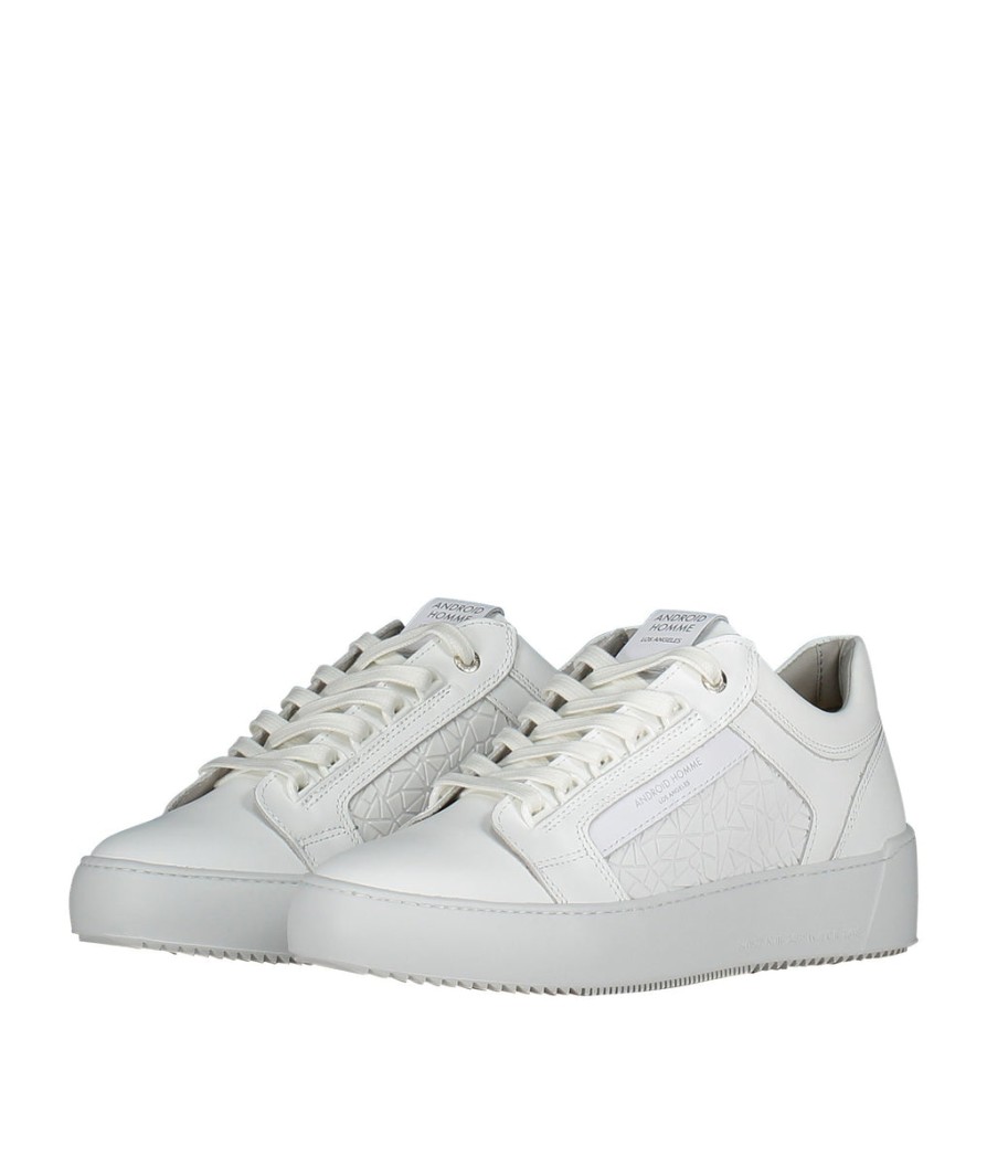 Men Android Homme Android Homme | Venice Chalk White Rubber Mosaic Trainer - White