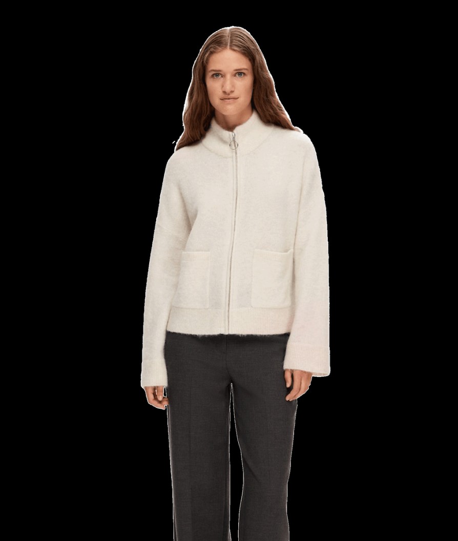 Women Selected Femme Knitwear | Zip-Up Cardigan - Birch Melange