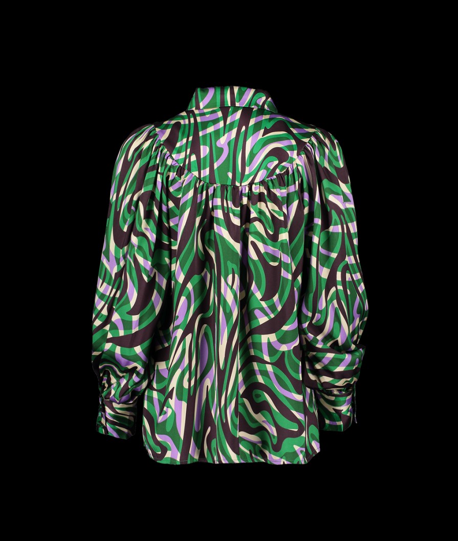 Women Suncoo Tops | Lahsen Arty Print Fluid Blouse - Green