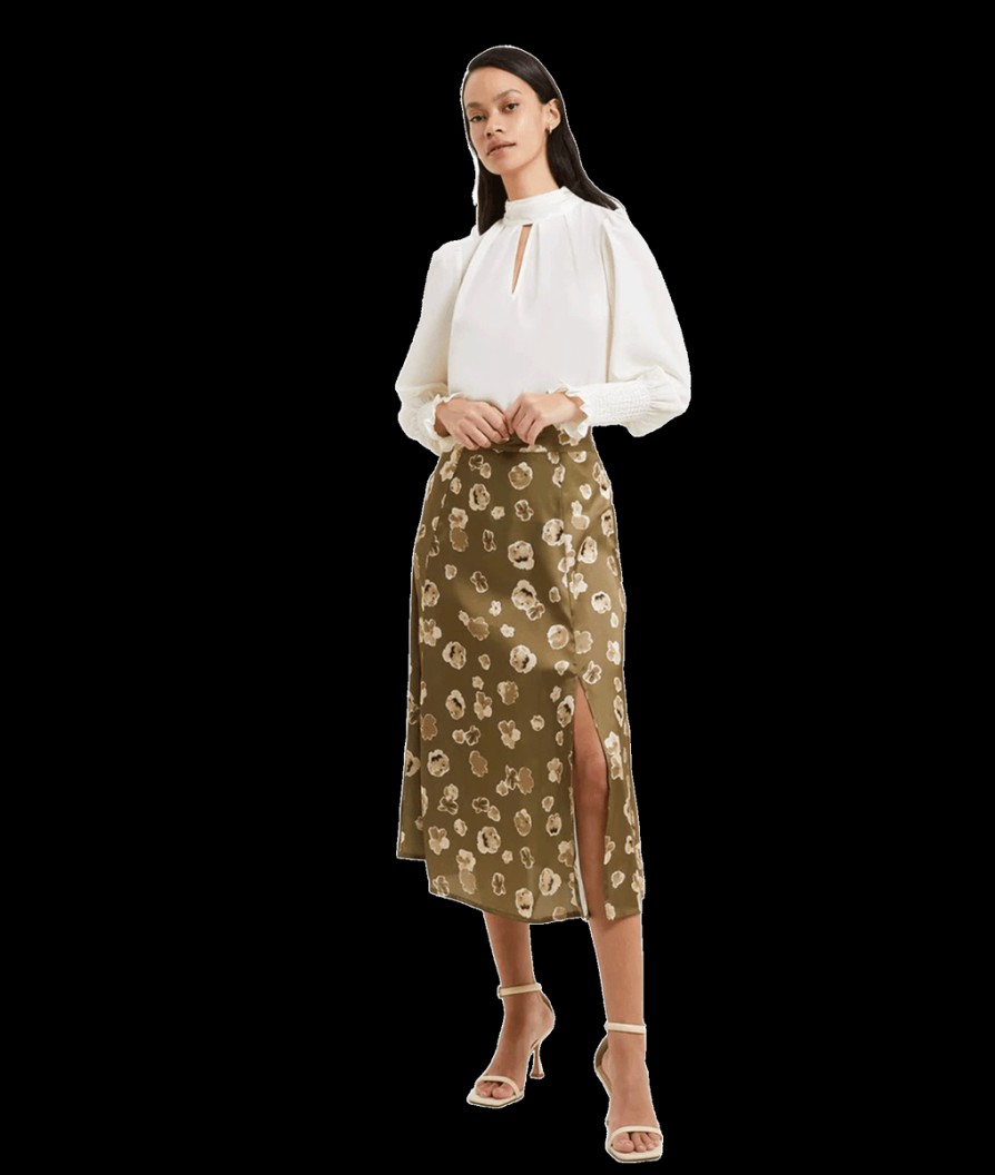 Women French Connection Skirts | Bronwen Aleeya Satin Midi Skirt - Nutria