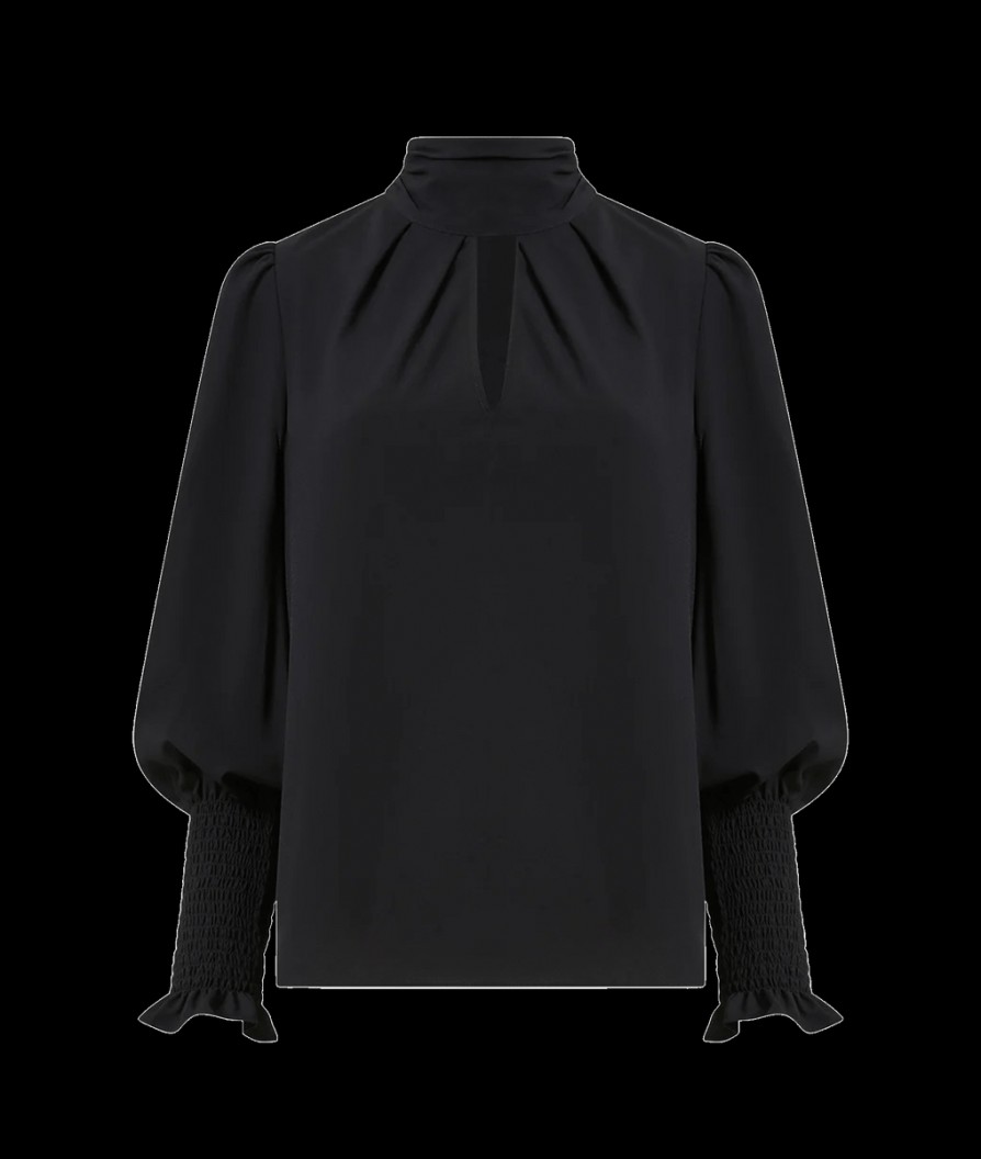 Women French Connection French Connection | Crepe Light Keyhole Top - Blackout