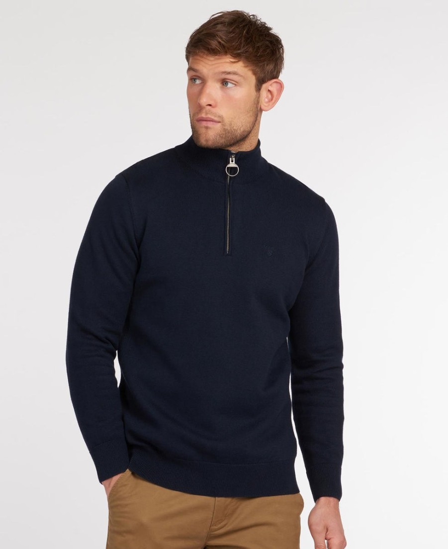 Men Barbour Barbour | Cotton Half Zip Sweater