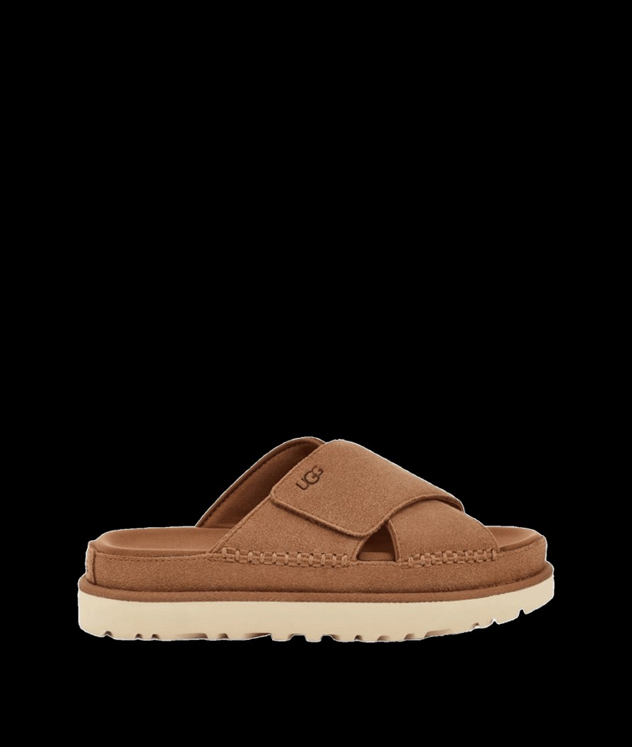 Women Ugg Sandals & Flipflops | Goldenstar Cross Slide - Brown