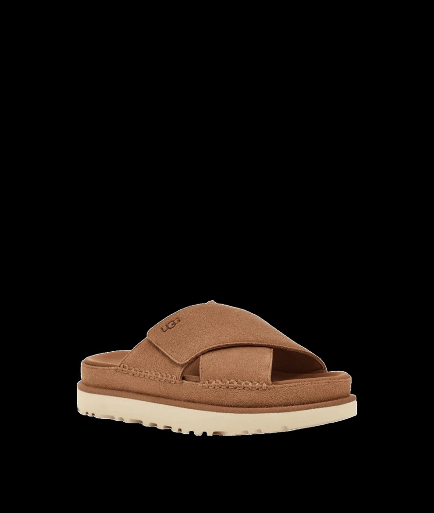 Women Ugg Sandals & Flipflops | Goldenstar Cross Slide - Brown