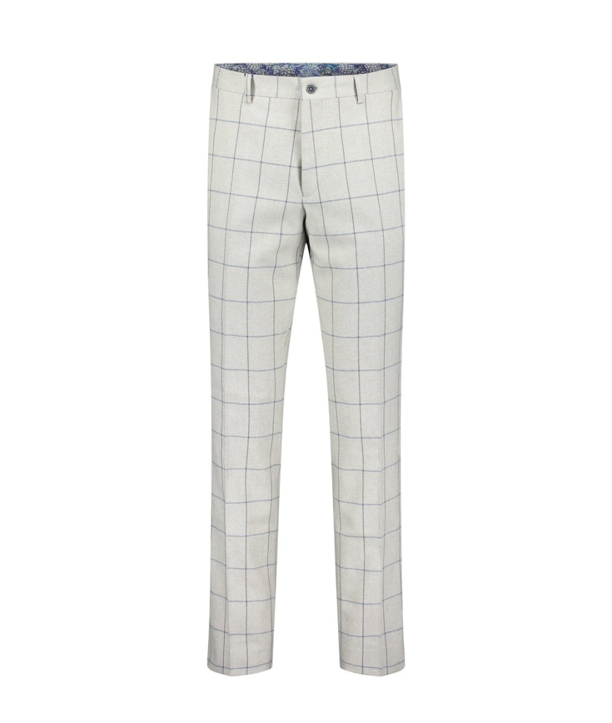 Men Guide London Trousers & Chinos | Italian Cotton And Wool Blend Check Trouser - Grey