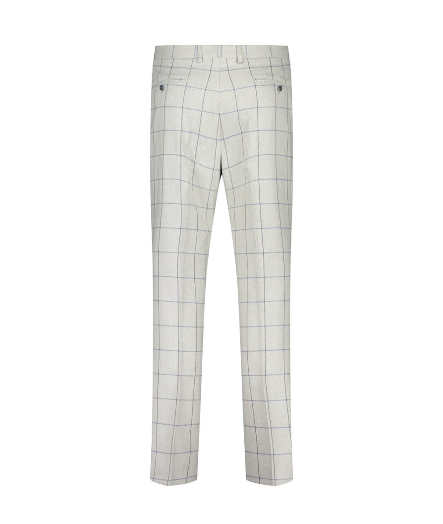 Men Guide London Trousers & Chinos | Italian Cotton And Wool Blend Check Trouser - Grey